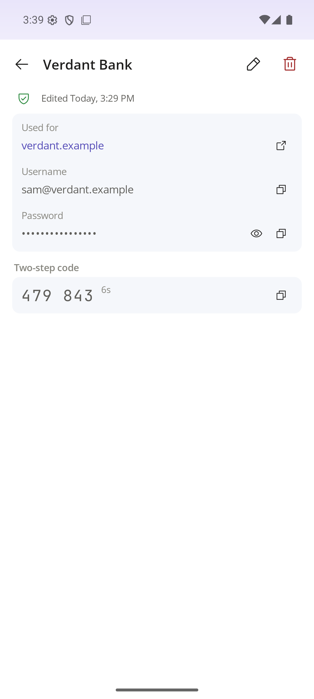 Two-step codes on the phone